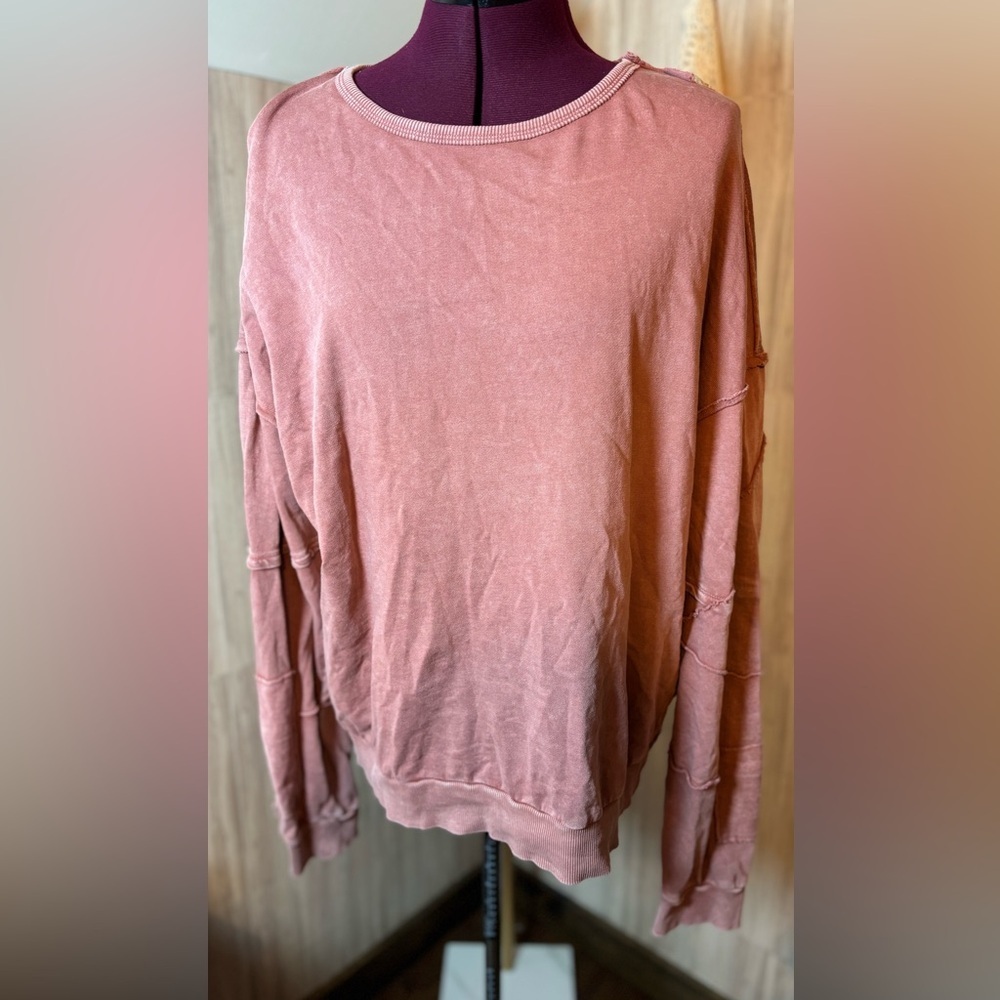 Easel Dusty Rose Long Sleeve Sweatshirt Top